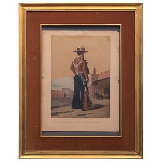 EDOUARD PINGRET SAINT-QUENTIN, FRANCIA, (1785 -1875) JOSE MARIA GODOY, HERRADOR DE CABALLO Óleo sobre papel 40 x 28.5 cm