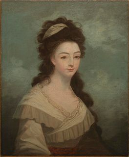 School of George Romney, Br. 1734-1802, Portrait of a Lady, Oil on canvas, unframed