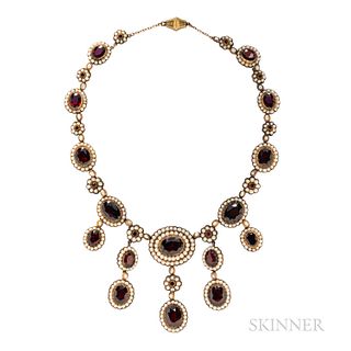 Antique Garnet and Split Pearl Necklace