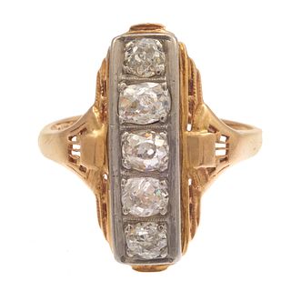 Art Deco Diamond, 18k, 14k Yellow Gold Ring