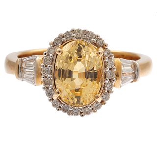 Yellow Sapphire, Diamond, 14k Yellow Gold Ring