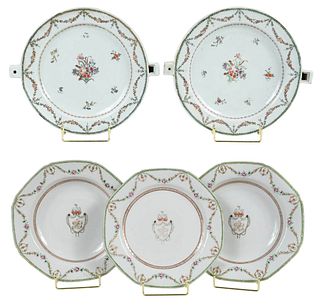 Five Pieces Chinese Export Famille Rose Porcelain