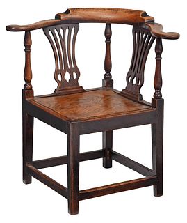 George III Oak and Elm Corner Chair