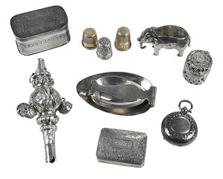 Ten Silver and Gold Small Sewing and Table Items