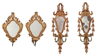 Two Pairs of Italian Mirrored Wall Sconces