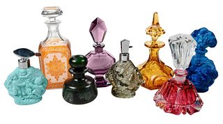 Eight American and Continental Glass Perfumes