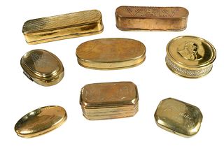 Nine Dutch and English Brass Boxes