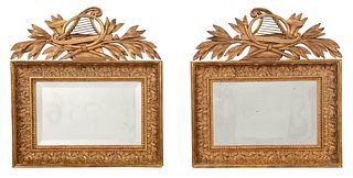 Fine and Rare Pair Neoclassical Carved Giltwood Mirrors