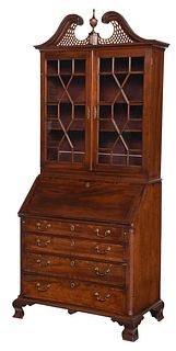 Maryland Attributed Figured Mahogany Federal Desk and Bookcase