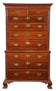 Pennsylvania Chippendale Cherry Chest on Chest