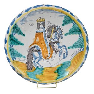 English Delftware Royal Equestrian Charger