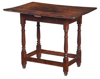 American Chippendale Stretcher Base Tea Table