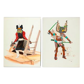 Cliff Bahnimptewa, Group of Two Kachina Paintings