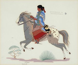 Harrison Begay [Haskay Yahne Yah], Female Navajo Rider on Horse