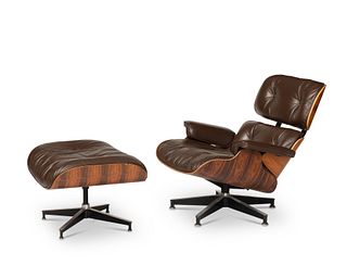 An Eames for Herman Miller lounge chair and ottoman, no. 670 and 671
