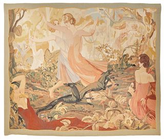 A modern Aubusson-style figural tapestry