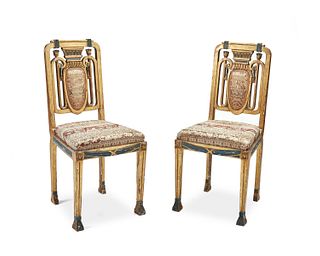 A pair of Egyptian Revival giltwood side chairs
