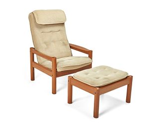 A Domino Mobler modern lounge chair and ottoman