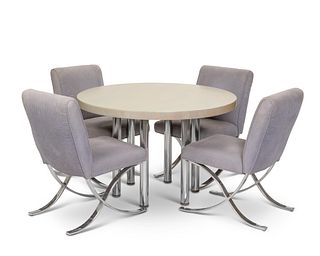 A modern round game table with chairs