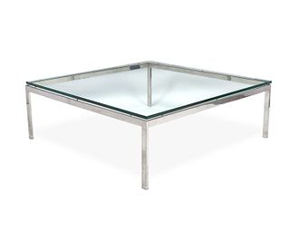A large chromed steel cocktail table, attributed to Milo Baughman
