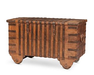 An Indian iron-strapped dowery chest