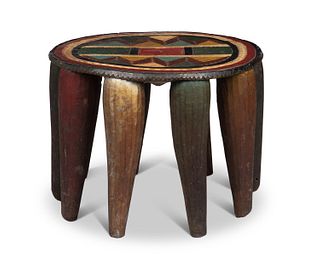 A Nigerian carved wood Nupe stool
