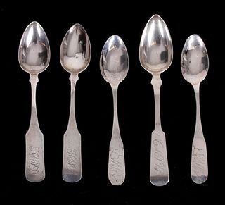 Five New York Coin Silver Spoons