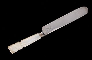 A Coin Silver & Mother Of Pearl Handled Knife