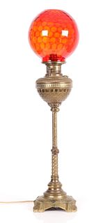 A Victorian Brass Oil Lamp