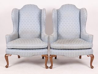 A Pair of Queen Anne Style Wingback Chairs