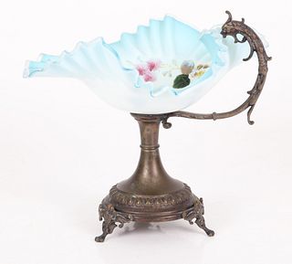 A Victorian Glass and Silverplate Bride's Basket