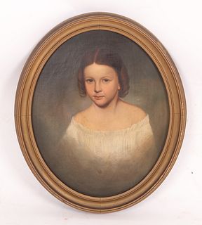 19th Century American School, Portrait Of A Girl