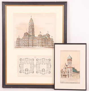 Two Architectural Prints, Philadelphia Interest