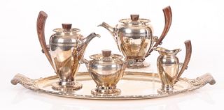 A French Art Deco Period Silver Plated Tea Set