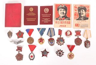 A Group of Vintage Communist Pins, Medals, Etc...