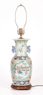 A Large Chinese Famille Rose Lamp / Vase