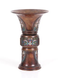 A Chinese Bronze Gu Form Vase