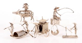 A Group of Vietnamese Silver Plated Figures
