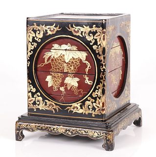 Cased Japanese Lacquer Boxes On Stand