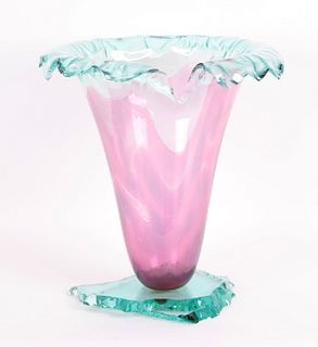 Monumental Laurel Fyfe Studio Art Glass Vase