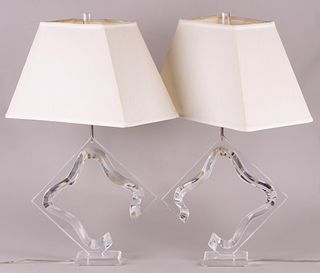 A Pair of Lucite Lamps by Van Teal 
