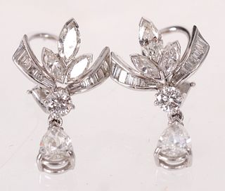 Pair of Platinum and Diamond Earrings