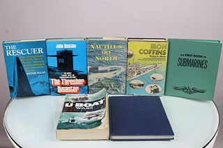 7 Vintage Submarine Books Grouping 24