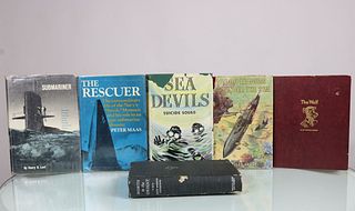 6 Vintage Submarine Hardcover Books Grouping 35