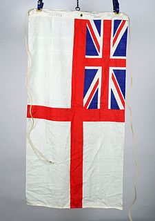 British Navy White Ensign Flag 1960s With Broad Arrow Stamp