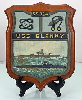 USS Blenny SS324 Submarine Metal / Wood Plaque