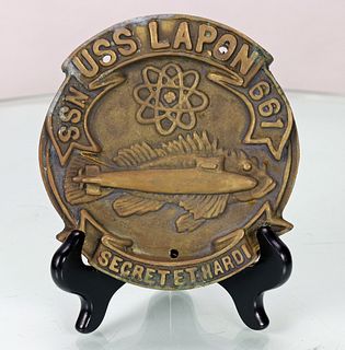 USS Lapon SSN661 Submarine Brass Plaque