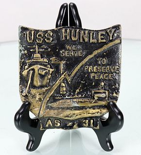 USS Hunley AS 31 Submarine Metal Plaque