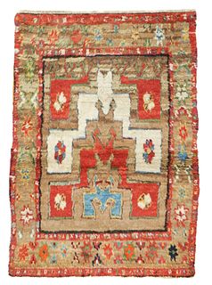 Turkish Tribal Angora Wool Rug, 3’6” x 4’11”