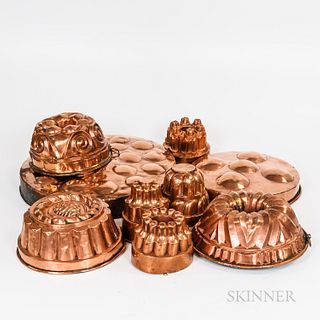 Eight Copper Food Molds